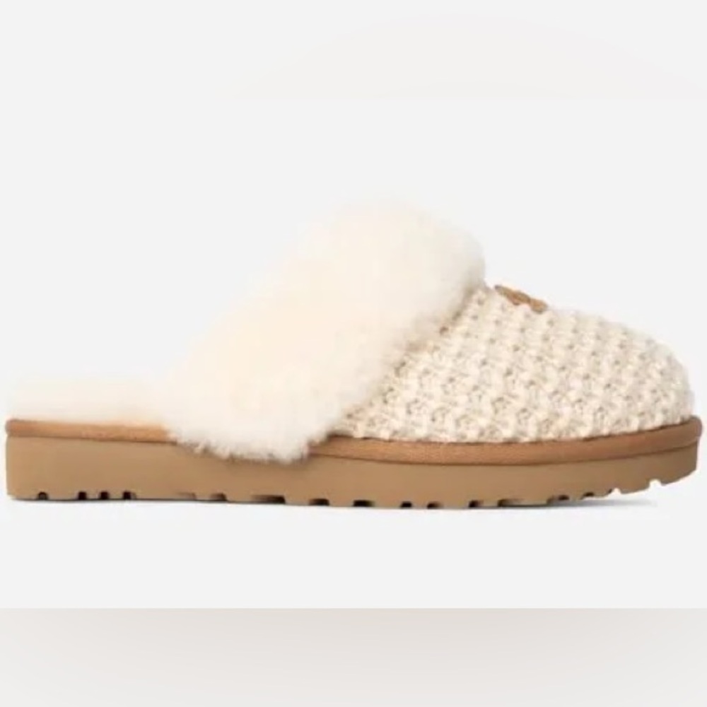 Size 8 - UGG Cozy knit slippers in cream